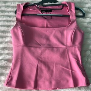 Zara Bright Pink Square-Neck Tank